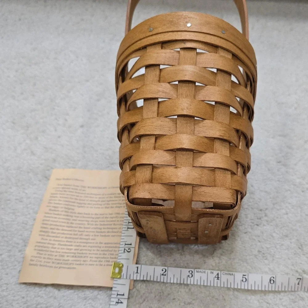 Workshops of Gerald E Henn Handwoven‎ Wood Basket with Handle 1997 Small Vintage